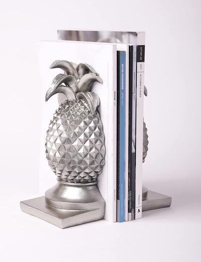 HAUCOZE Buchstützen Skulptur Ananas Dekor Tisch Statue Arts Polyresin Geschenk Silber Figuren 26cm,