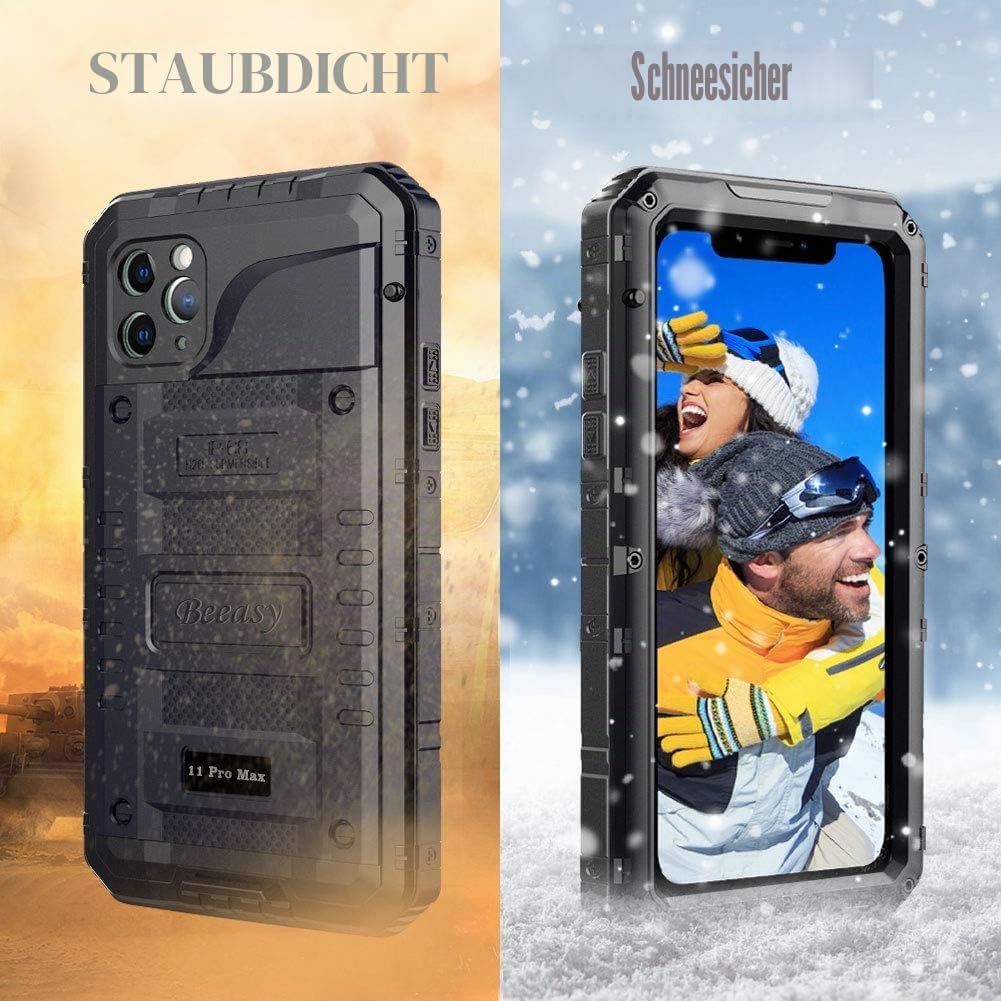 Beeasy für iPhone 11 Pro Max Hülle (6,5") Wasserdicht Outdoor, Stossfest Panzerhülle Militär 360 Gra