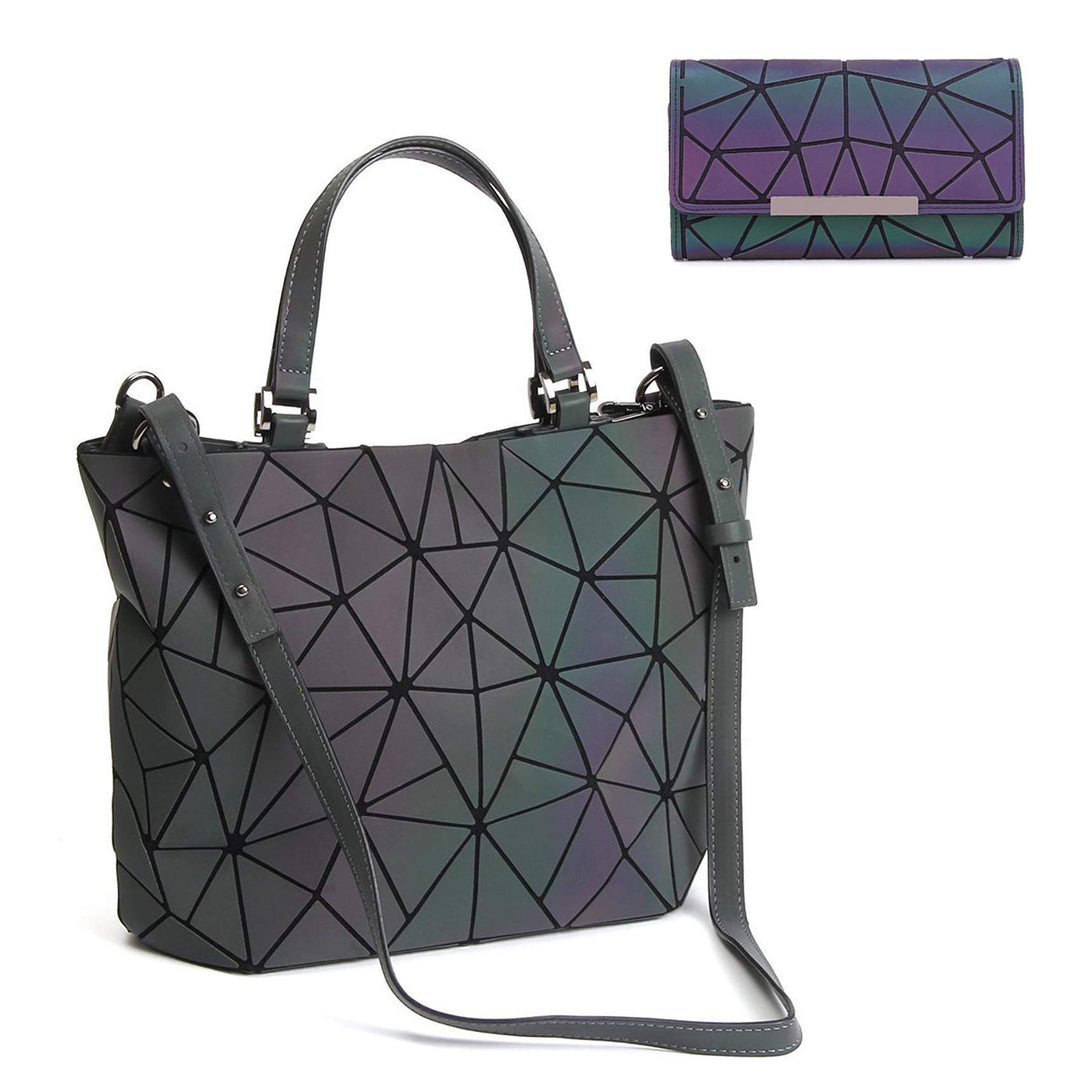 FZChenrry Geometrische Tasche Reflektierende Handtasche Damen Holographic Schultertasche Reflektiere