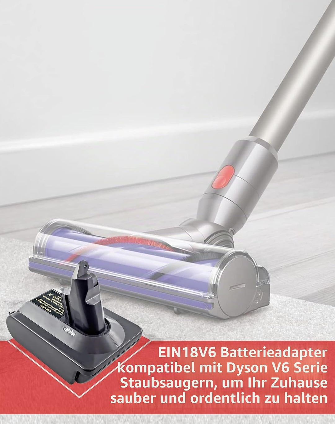 URUN für Dyson V6 Akku Adapter,EIN18V6 Adapter für Einhell 18V Lithium Akku, für Dyson V6 AbsoluteMo