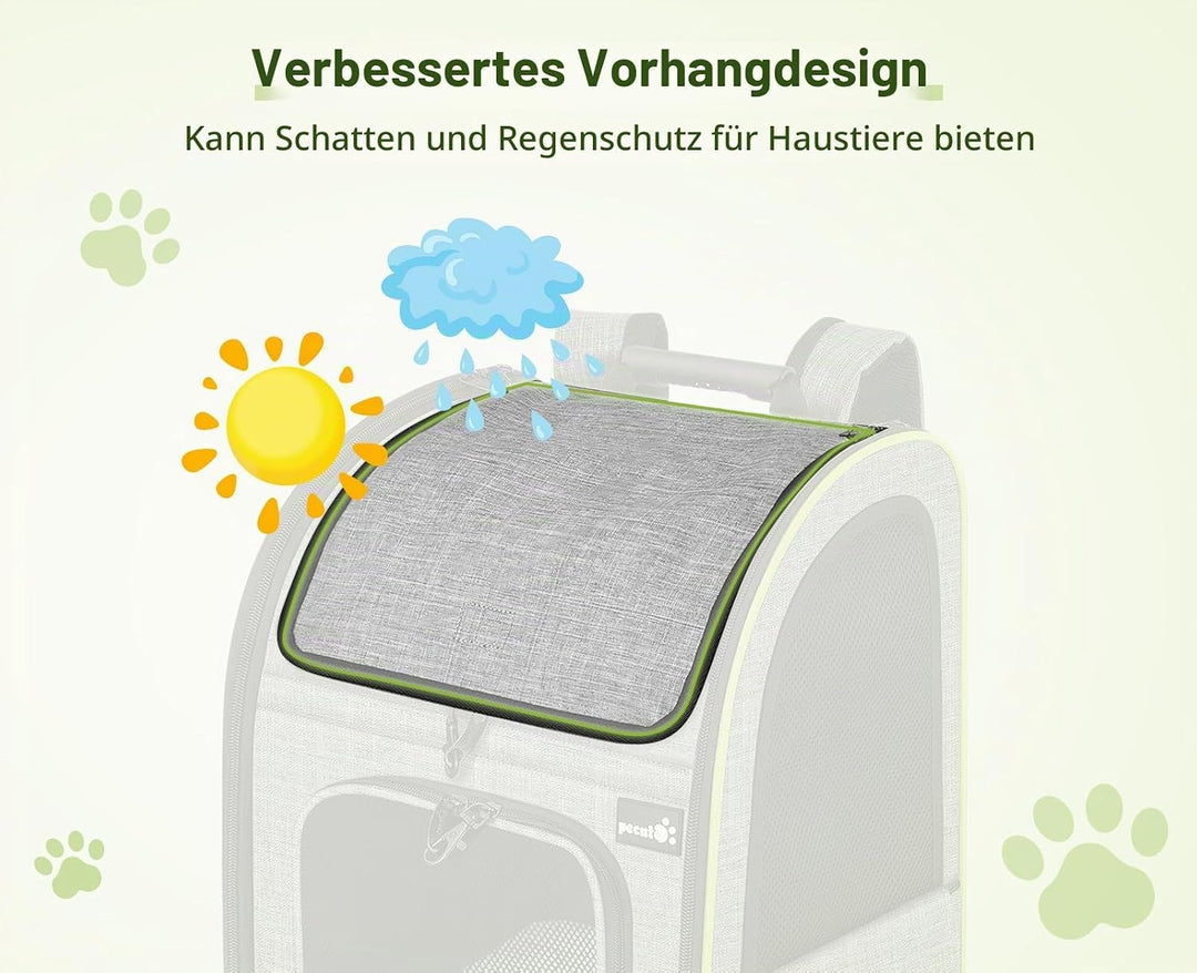 pecute Haustier Rucksack mit Netzfenster XL für 6-10 kg, Erweiterbarer Platz, Tragbare &amp; Faltbare Ka
