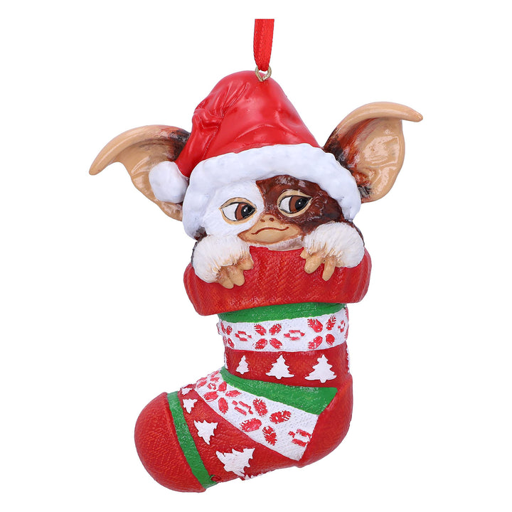 Nemesis Now Gremlins Gizmo im Strumpf zum Aufhängen, festlich, dekorativ, Weihnachten , rot, 12 cm,