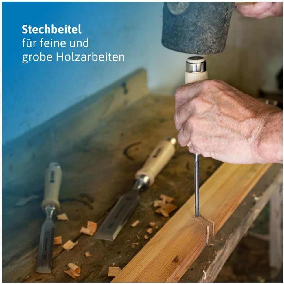 Dönges Stechbeitel 20 mm, mit Holzheft aus Weissbuche, mit Seitenfase | Made in Germany | Stecheisen