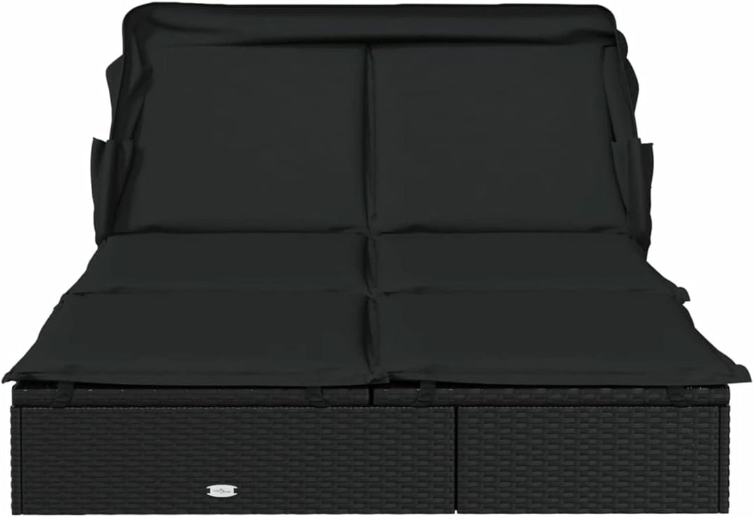 Festnight Sonnenliege 2 Personen mit Dach doppelliege Outdoor gartenliege 2 Personen Rattan gartenli