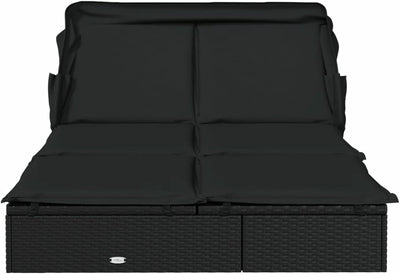 Festnight Sonnenliege 2 Personen mit Dach doppelliege Outdoor gartenliege 2 Personen Rattan gartenli