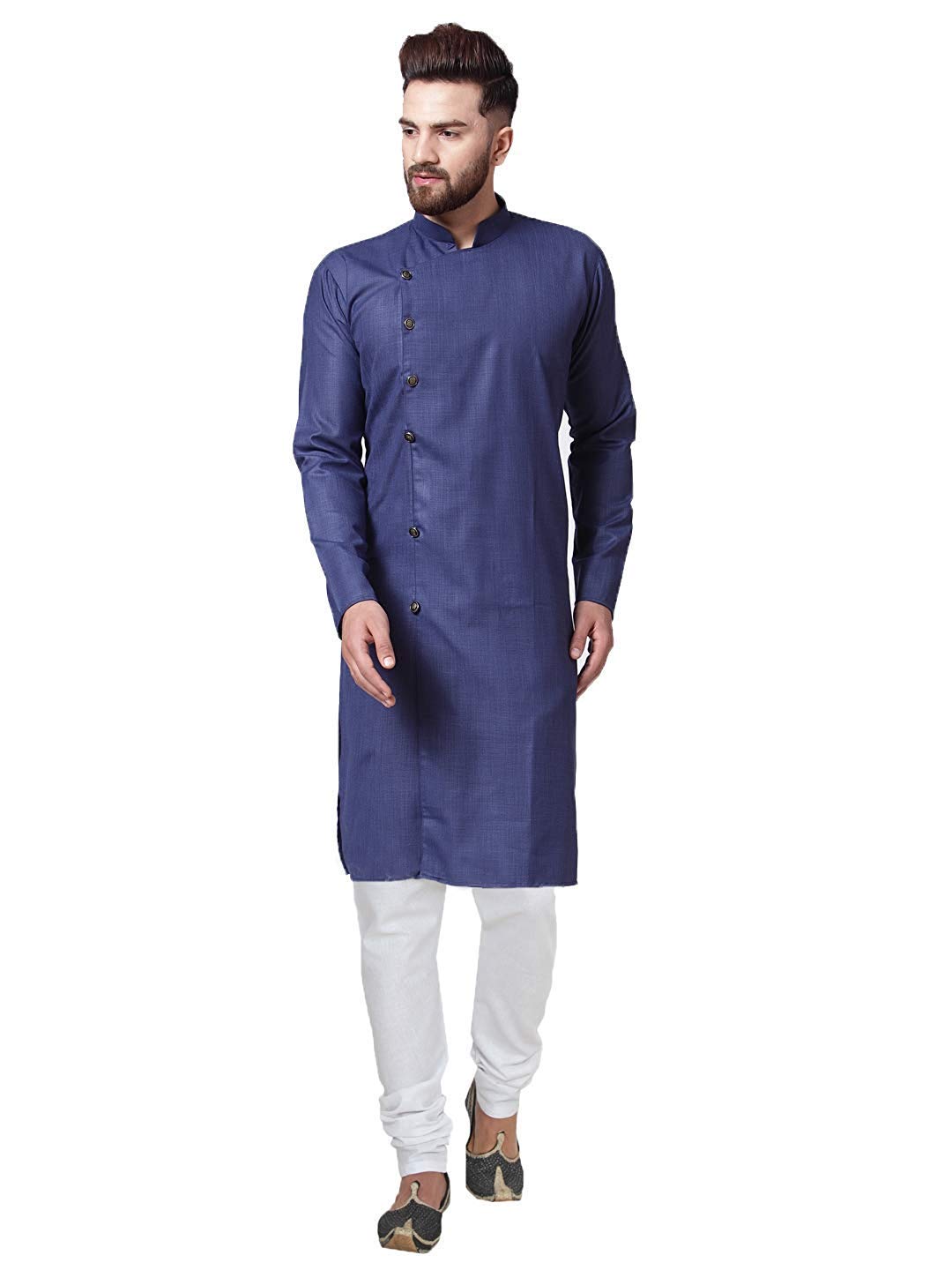 Royal Kurta Angarakha Herren Pyjama-Set aus Baumwolle 53 Marineblau, 53 Marineblau