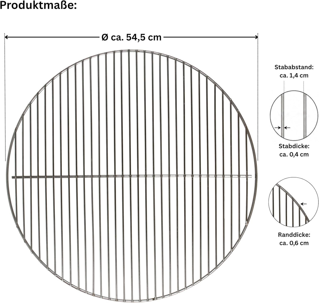 Edelstahl Grillrost - für Kugelgrill Aller namhafter Marken Ø57 cm z.B. Weber - rostfrei von Brandss