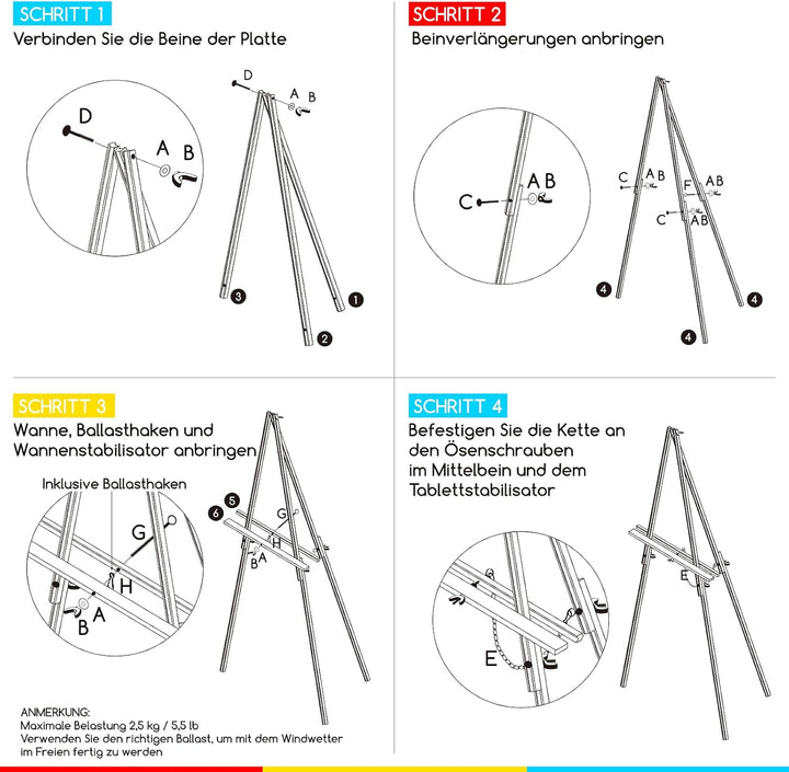 MEEDEN Staffelei mit A-Rahmen,163 cm hoch Bodenstaffelei aus Buchenholz - Leichte und robuste Hochze