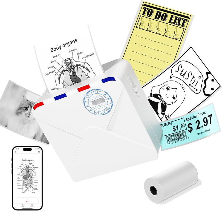 Omezizy Mini Drucker für Smartphone, M02S Mini Sticker Drucker, Bluetooth Thermodrucker, Mini Fotodr