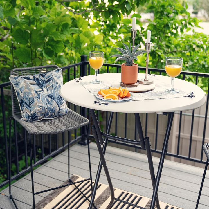 LIFETIME Klapptisch Ø84x110 cm | Weiss | Stehtisch Bistrotisch Kunststoff mit Klappfunktion | UV-bes