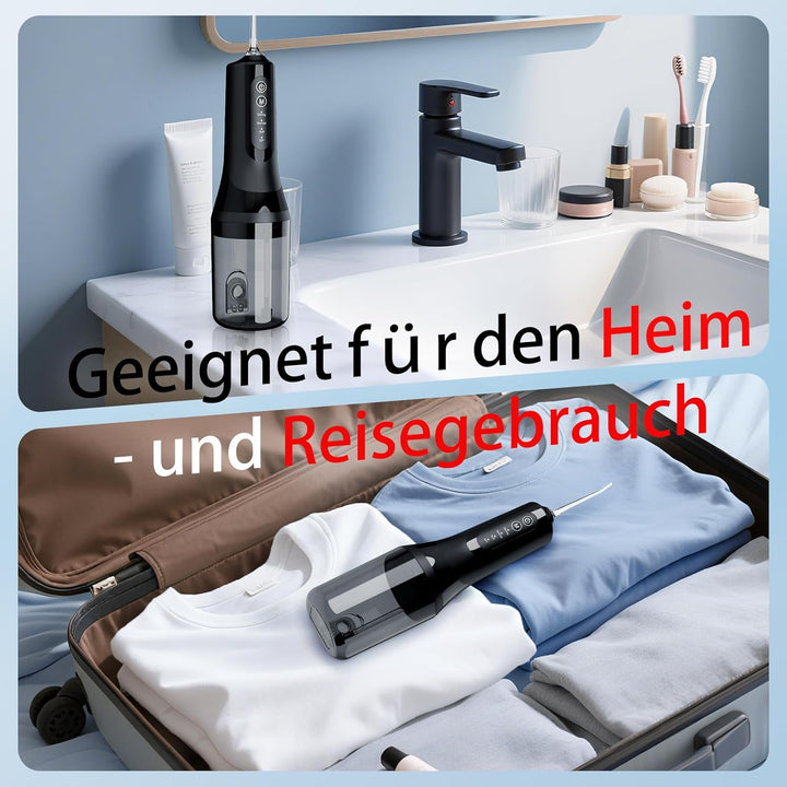 Munddusche Kabellos Elektrisch, Munddusche Testsieger 2025, 260ML Wassertank IPX7 Wasserdicht, 5 Mul