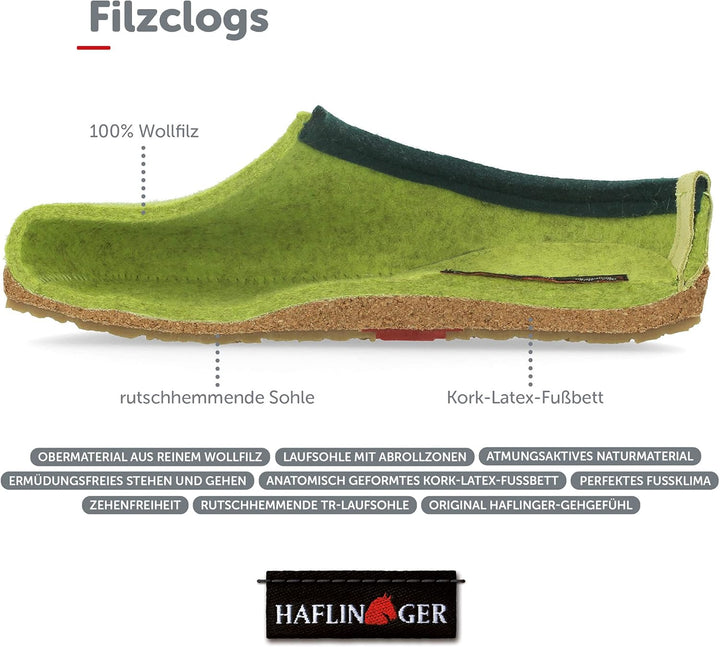 HAFLINGER Damen Pantoffel Hausschuh Grizzly Torben Wollfilz 713001 35 EU Graphit, 35 EU Graphit
