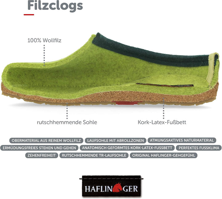 HAFLINGER 713001 Schuhe Damen Hausschuhe Pantoffeln Wolle Grizzly Torben 38 EU Braunmeliert, 38 EU B