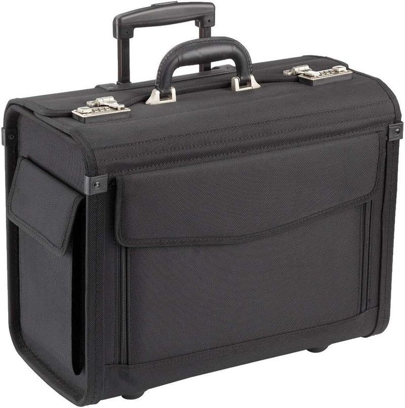 Aktenkoffer Trolley Pilotenkoffer Laptop 2 Rollen Koffer Schwarz 46 cm Bowatex