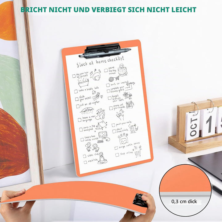 FRETONBA Klemmbrett A4, 6er Klemmbretter mit Stifthalter, Kunststoff Klemmmappe A4, Clipboard zum Au