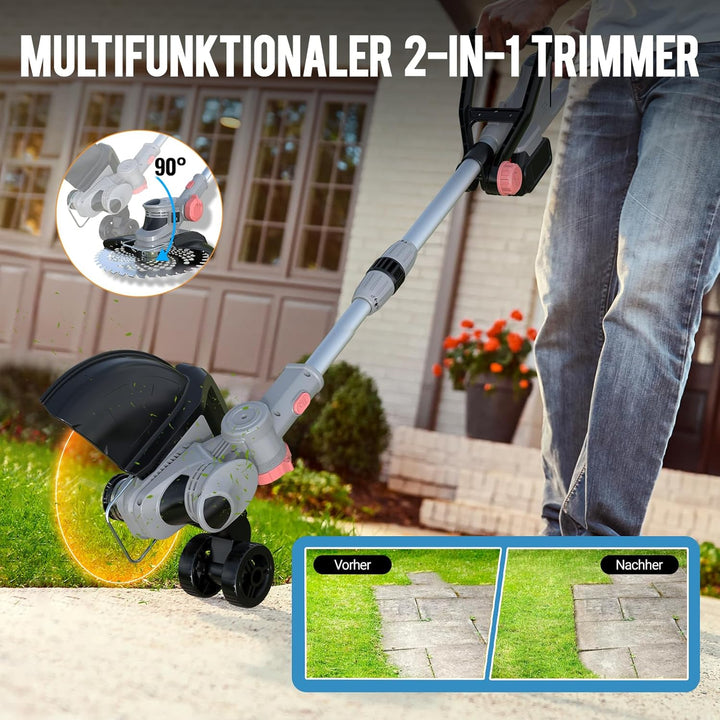 Akku Rasentrimmer mit Akku und Ladegerät, 21V Rasentrimmer für Makita Akku, Freischneider Akku - Ink