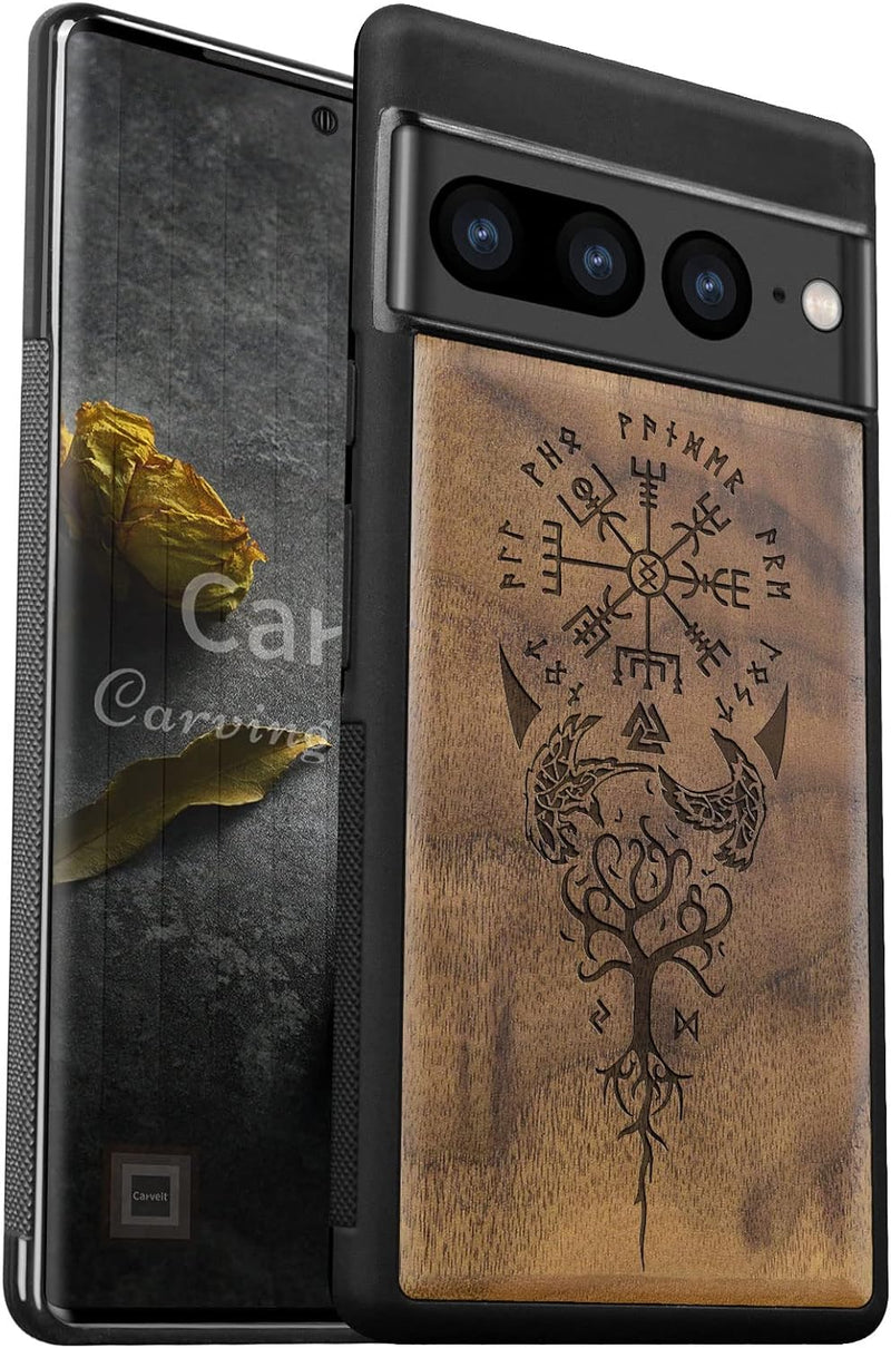 Carveit Holz Handyhülle für Google Pixel 7 Pro Cover [Einzigartiges Design Case] Stossstange hülle K