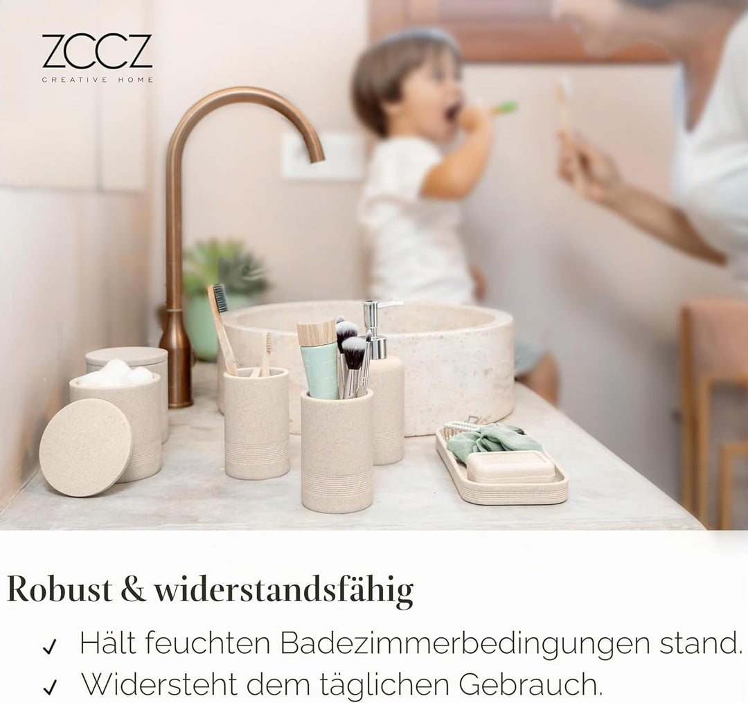 ZCCZ Badezimmer Set – 6 Teile – Badezimmer Organizer mit Zahnbürstenhalter, Seifenspender, Seifensch