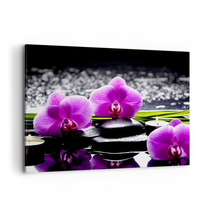 Bilder auf Leinwand 100x70cm Leinwandbild Orchidee Natur Wasser Blume Gross Wanddeko Bild Schlafzimm