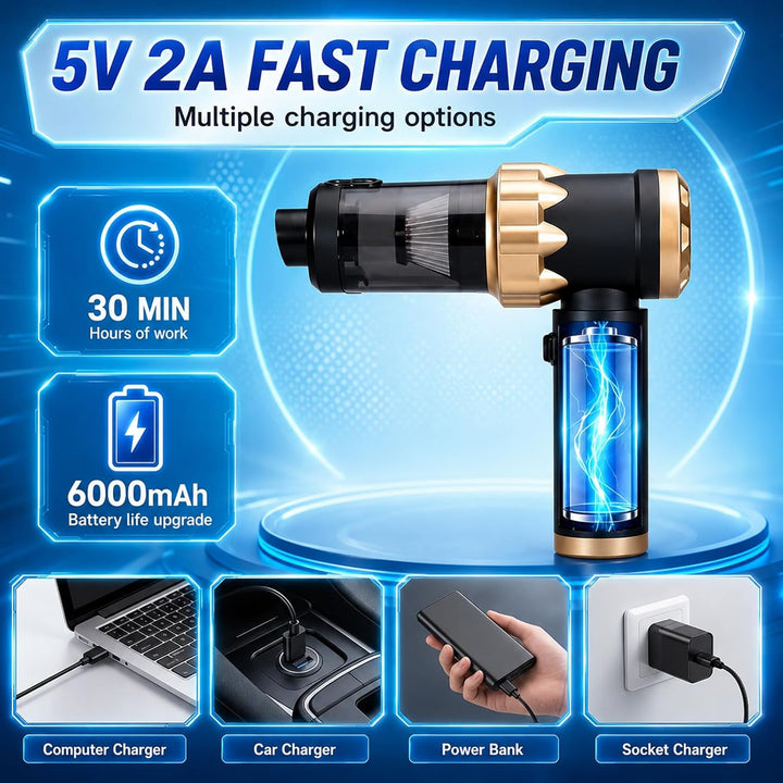 Handstaubsauger Akku Autostaubsauger Auto Stark, Mini Staubsauger Kabellos 26000Pa 4-in-1, Car Vacuu