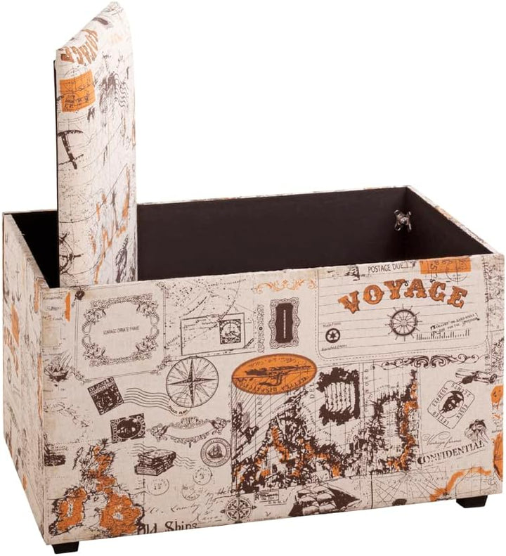 HAKU Möbel Sitztruhe, MDF, Motiv, B 65 x T 40 x H 42 cm Voyage 65 x 40 x H 42 cm Motiv, Voyage 65 x