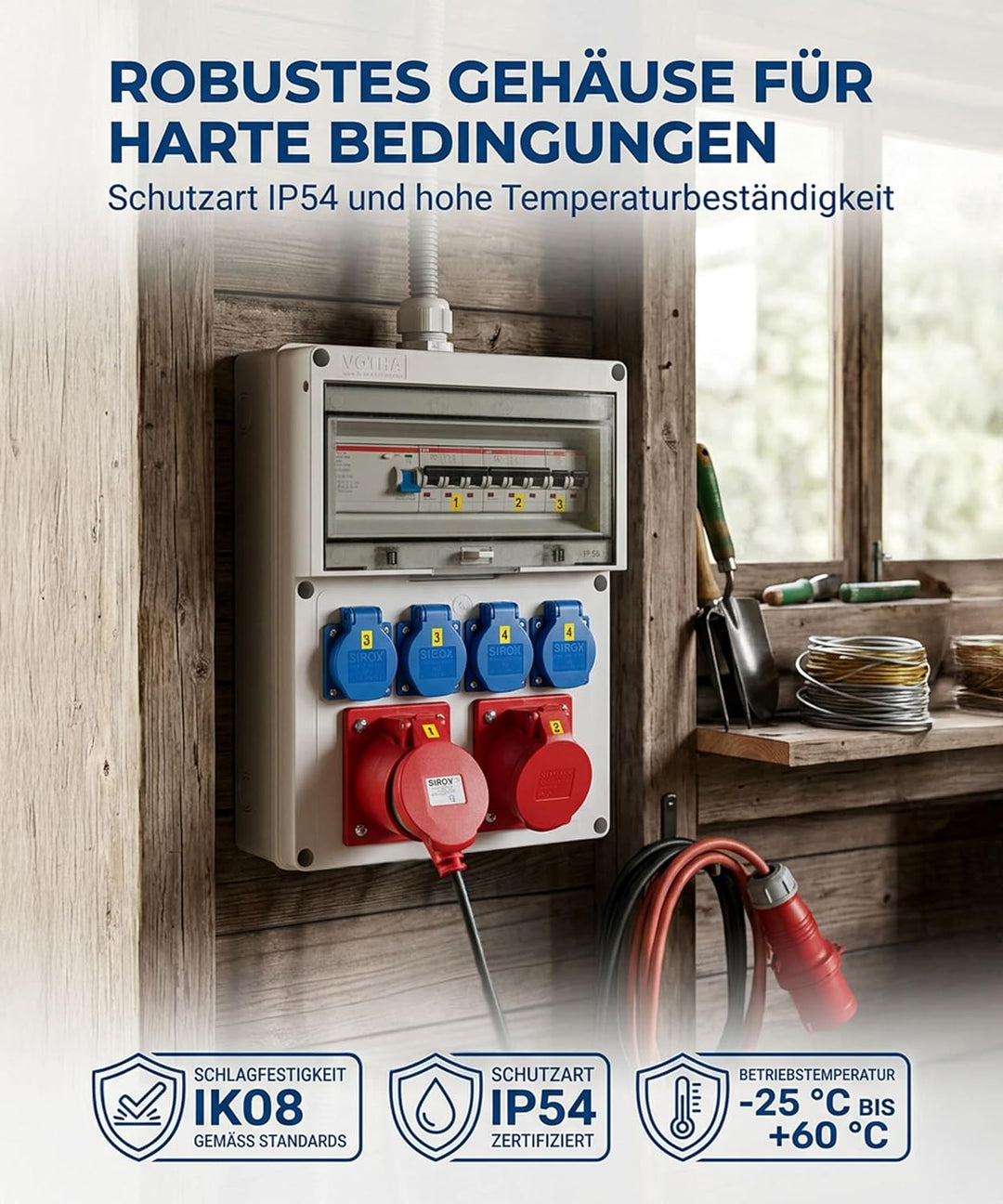 VOTHA® Wandverteiler - verdrahtet "WÜRZBURG" mit FI-Schalter
