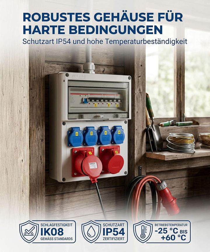 VOTHA® Wandverteiler - verdrahtet "WÜRZBURG" mit FI-Schalter
