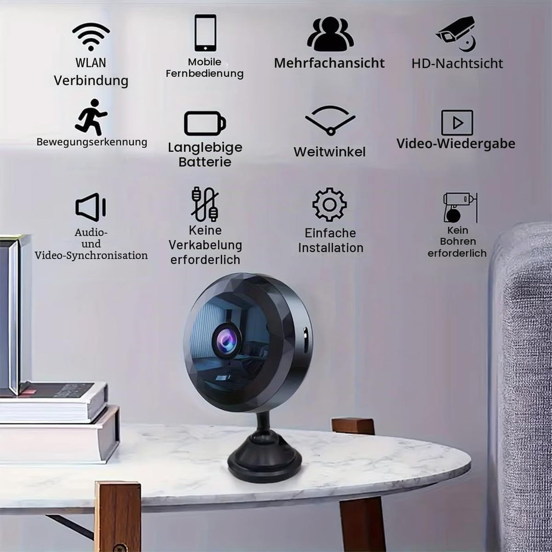1080P HD Kleine Überwachungskameras, Lange Standby-Autonomie, WLAN Kamera | Unterstützt SD-Kartenspe