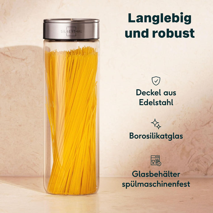 SILBERTHAL Vorratsdosen Glas mit Deckel Set 1700 ml - Vorratsgläser für luftdichte &amp; auslaufsichere