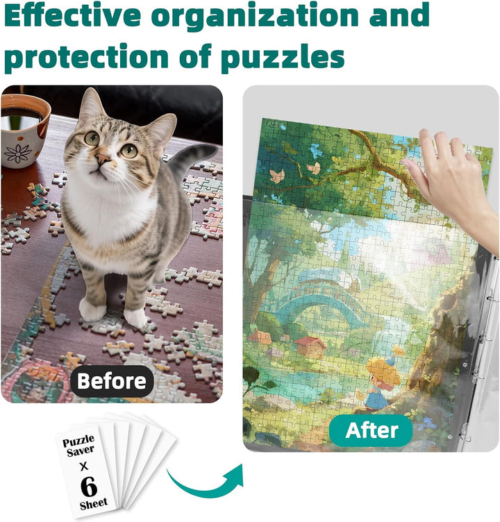 MOZOOSON Puzzle Aufbewahrung, Puzzlemappe für 1500 Teile Zubehör Tragbar mit 25 Taschen（50 Puzzles）,