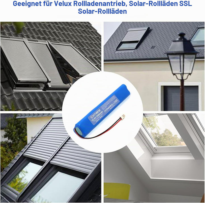 2X Exmate NI-MH 10.8 V 3500mAh Ersatz Akku für Velux Roller Shutter 946930 846933 946933 mit Kabel u