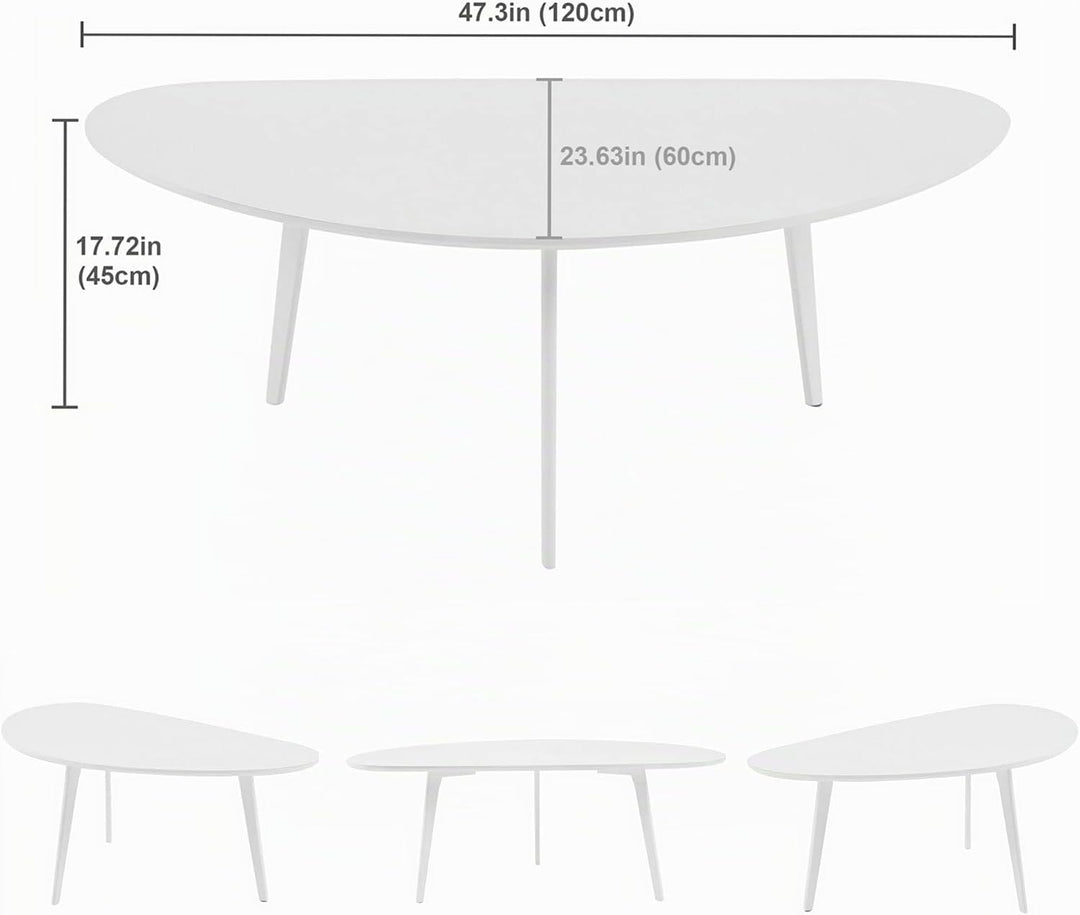 PHOENANCEE Couchtisch Oval, Kleiner Tisch Wohnzimmer, Tischbeine aus massivem Eichenholz, Mitteltisc