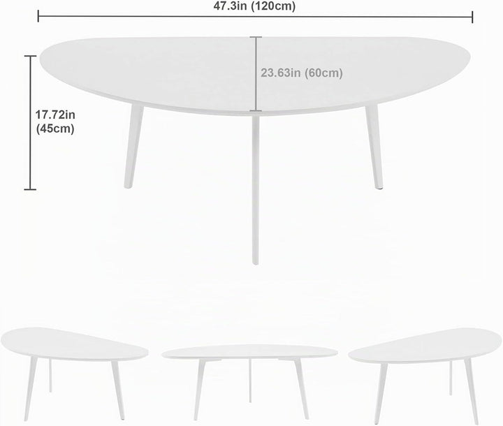 PHOENANCEE Couchtisch Oval, Kleiner Tisch Wohnzimmer, Tischbeine aus massivem Eichenholz, Mitteltisc