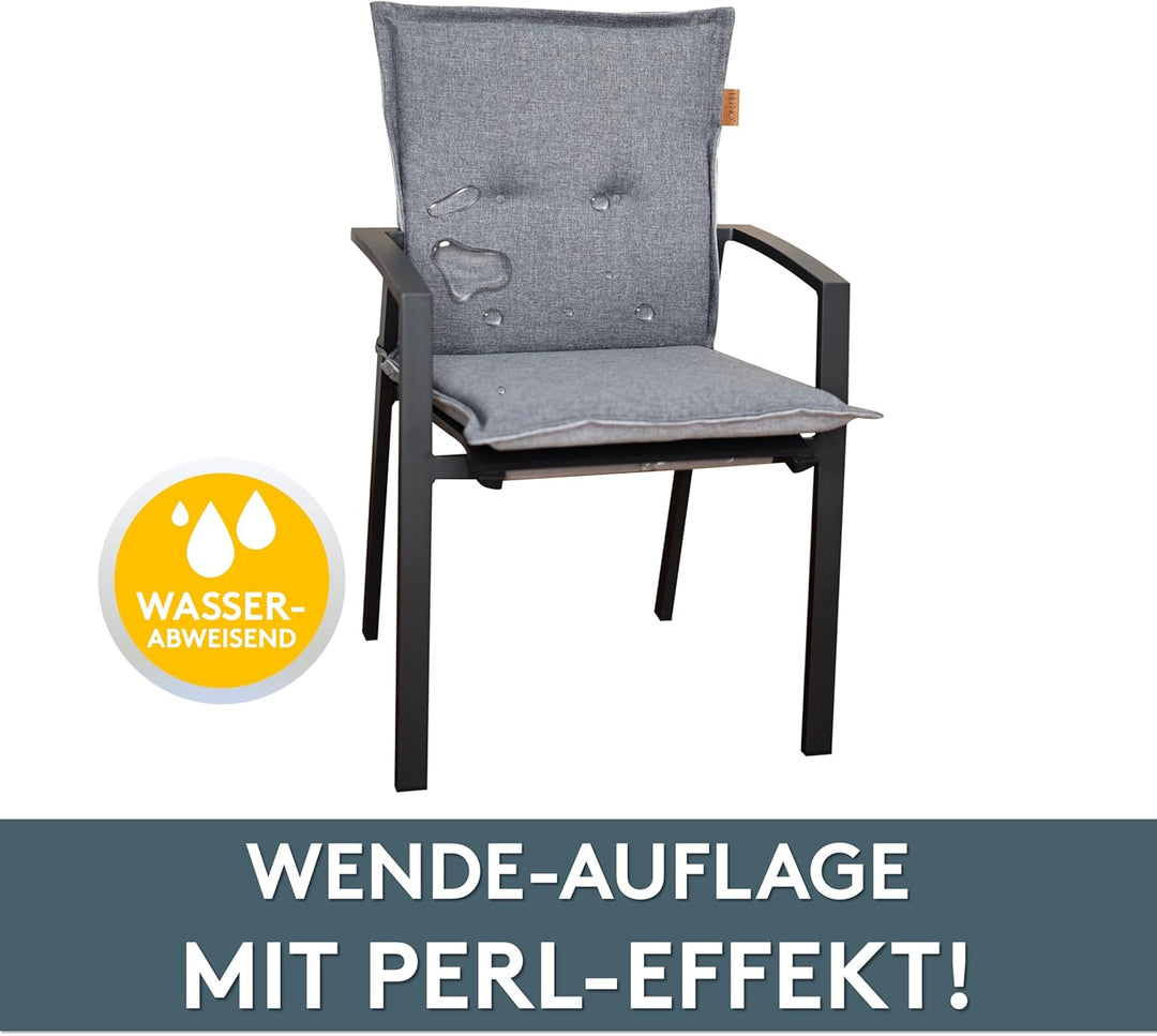 LILENO HOME Gartenstuhl Auflagen [2er Set - Niedriglehner] in Grau - Bequeme Liegen als Sitzauflagen