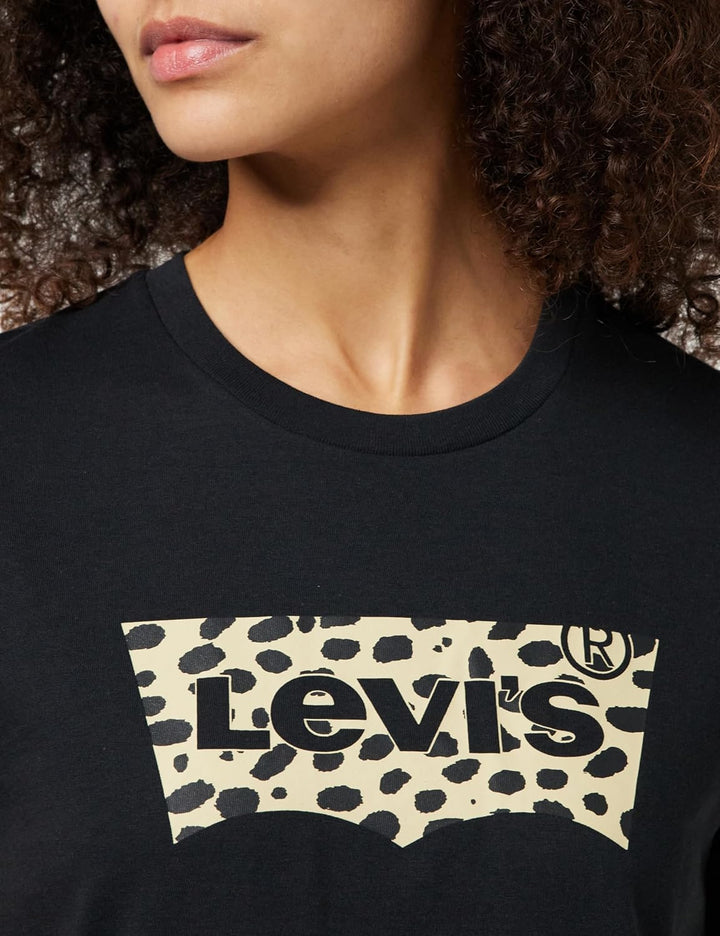 Levi's Damen The Perfect Tee T-Shirt, Large Batwing XXS Batwing Leopard Caviar, XXS Batwing Leopard