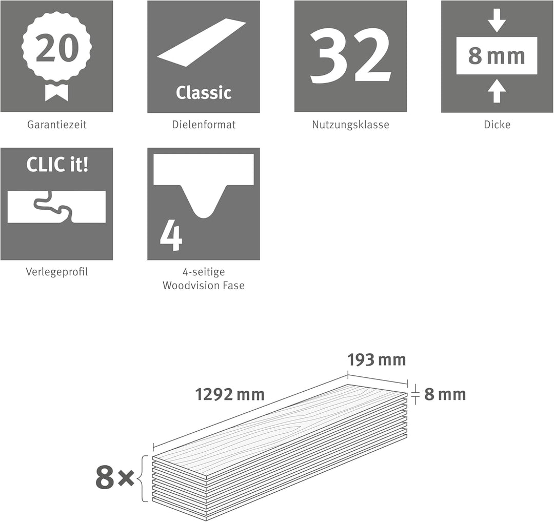 EGGER NatureSense Laminat EL2805 Parkett Eiche 1292x193x8mm (1,995m²) 1,995m² | Boden, 1,995m² | Bod
