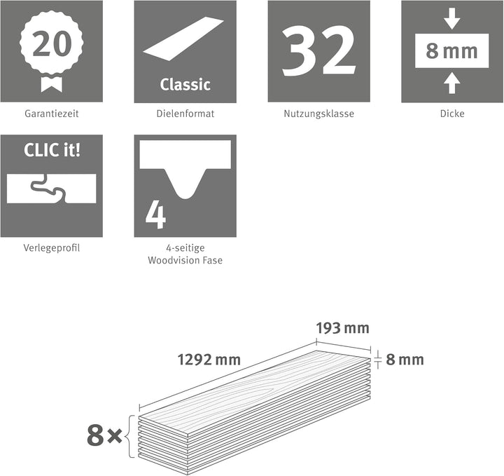EGGER NatureSense Laminat EL2082 Elva Eiche natur 1292x193x8mm (1,995m²) 1,995m² | Boden, 1,995m² |