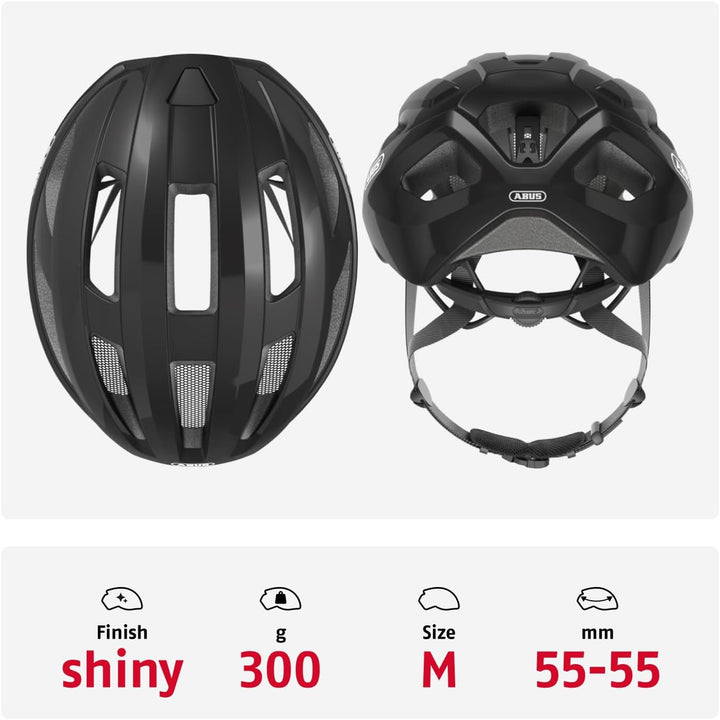 ABUS Rennradhelm Macator - sportiver Fahrradhelm für Einsteiger - auch für Zopfträger/-innen - für D