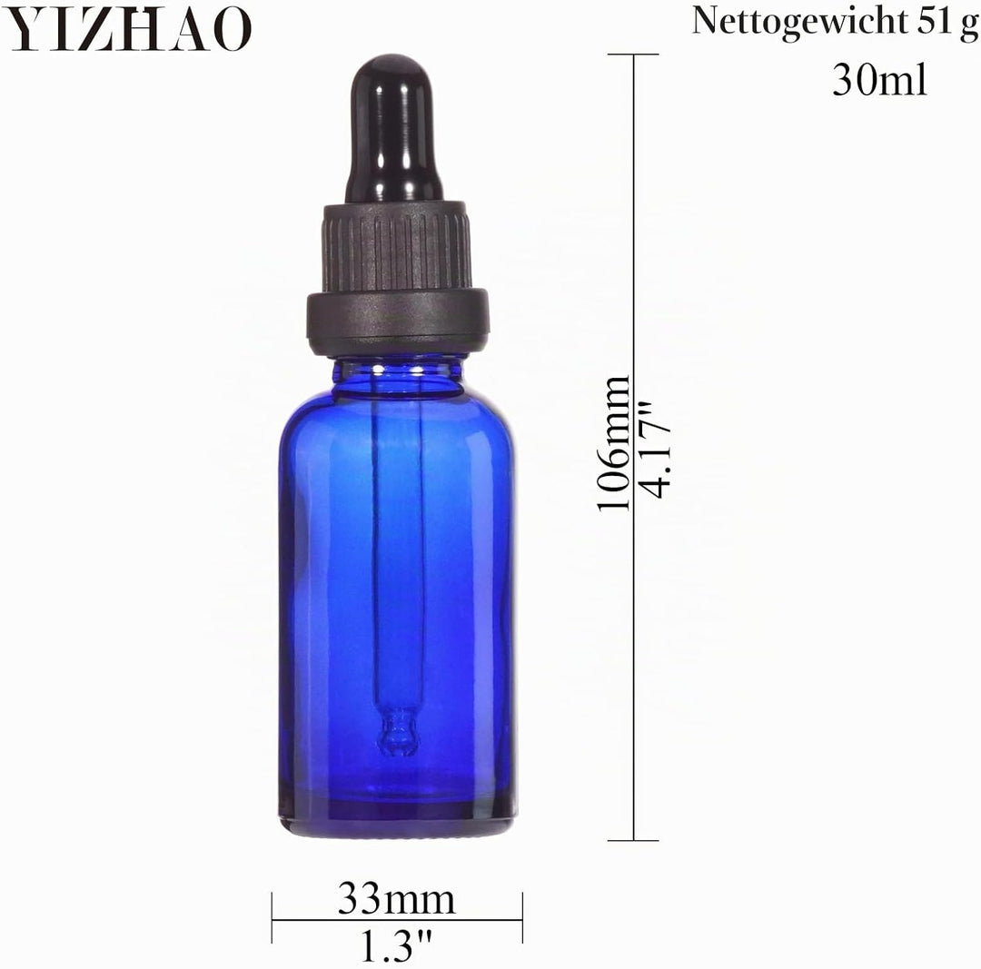 YIZHAO Pipettenflasche 30ml Blau, Apothekerflasche mit [Dropper Pipette Glas], Tinktur Flaschen für