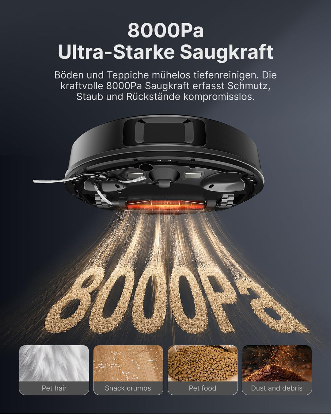 VONKO S6 Pro Saugroboter mit Wischfunktion und Absaugstation, 8000Pa Saugkraft,LiDAR 2.0 Laser Navig