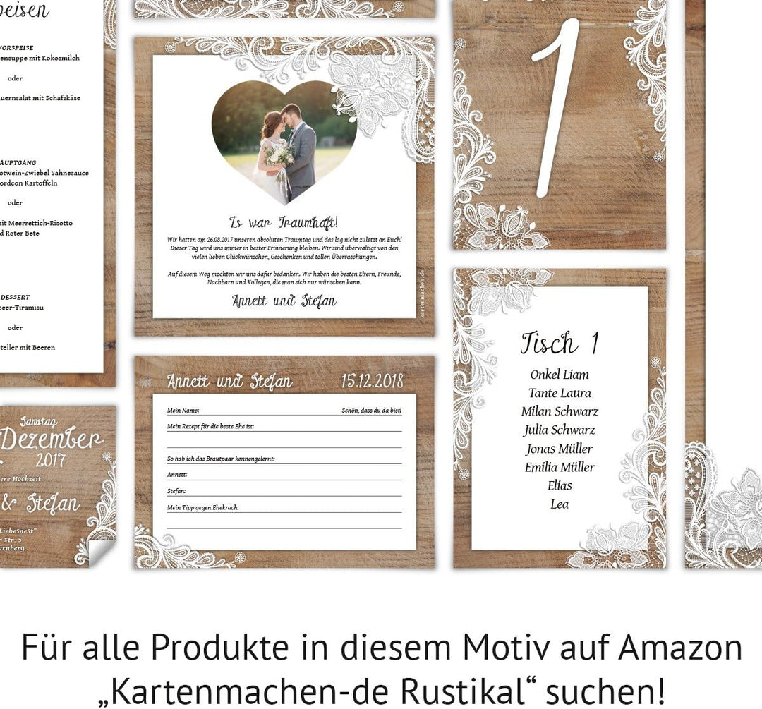 10 x Hochzeitseinladungen individuell mit Ihrem Inhalt als DIN Lang hoch Klappkarte 99 x 210 mm - Ru