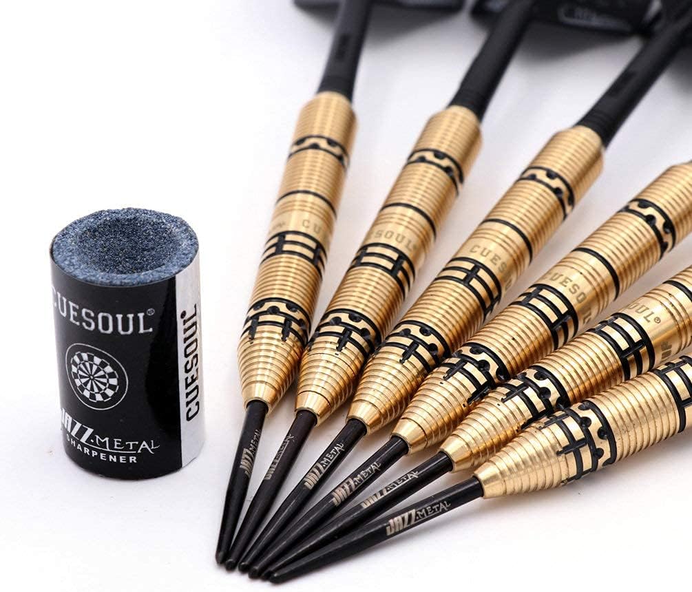 CUESOUL Jazz-Metal 21g Steel Tip Dart Set aus schwarz beschichtetem Messing mit integrierten AK5 Fli