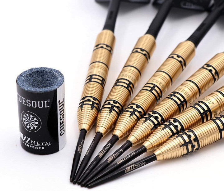 CUESOUL Jazz-Metal 21g Steel Tip Dart Set aus schwarz beschichtetem Messing mit integrierten AK5 Fli