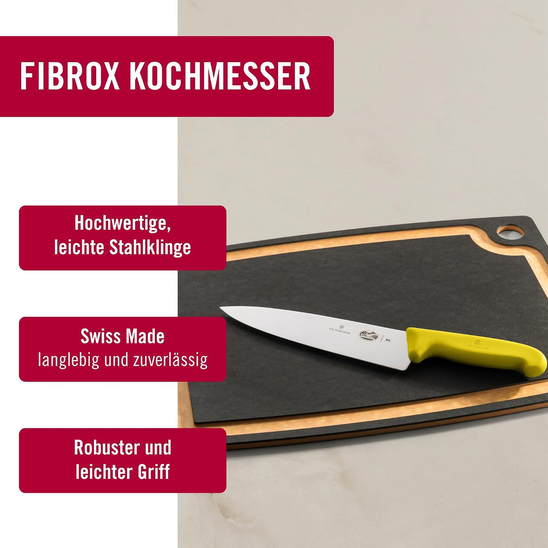 Victorinox Fibrox Kochmesser, Breites Universalmesser für Fleisch, Fisch, Gemüse und Kräuter, 20 cm,