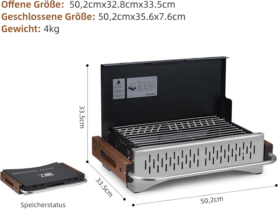 Naturehike Holzkohlegrill Klappgrill 50.2 x 32.8 x 33.5 cm Laptopgrill Portabel Mobil Campinggrill T