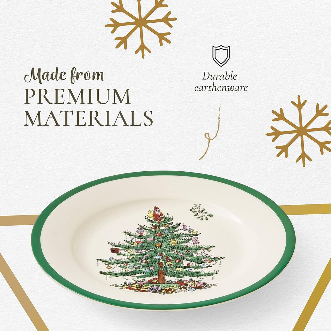 Spode Salatteller, Weihnachtsbaum, 4 Stück Weihnachtsbaum-Salatteller, Weihnachtsbaum-Salatteller