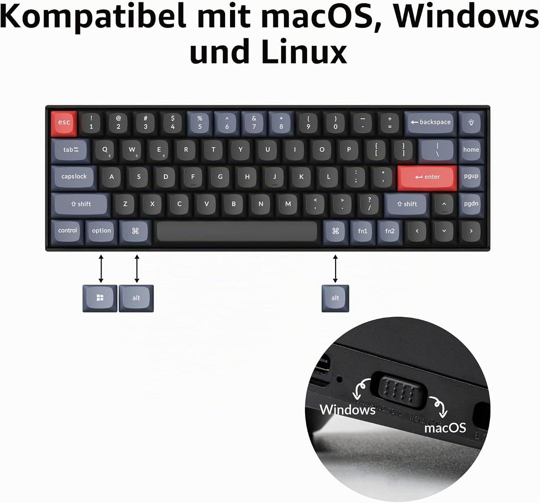 Keychron K6 Pro QMK/VIA Kabellose, mechanische Tastatur, US ANSI-Layout Hot-Swap-fähige Keychron K P