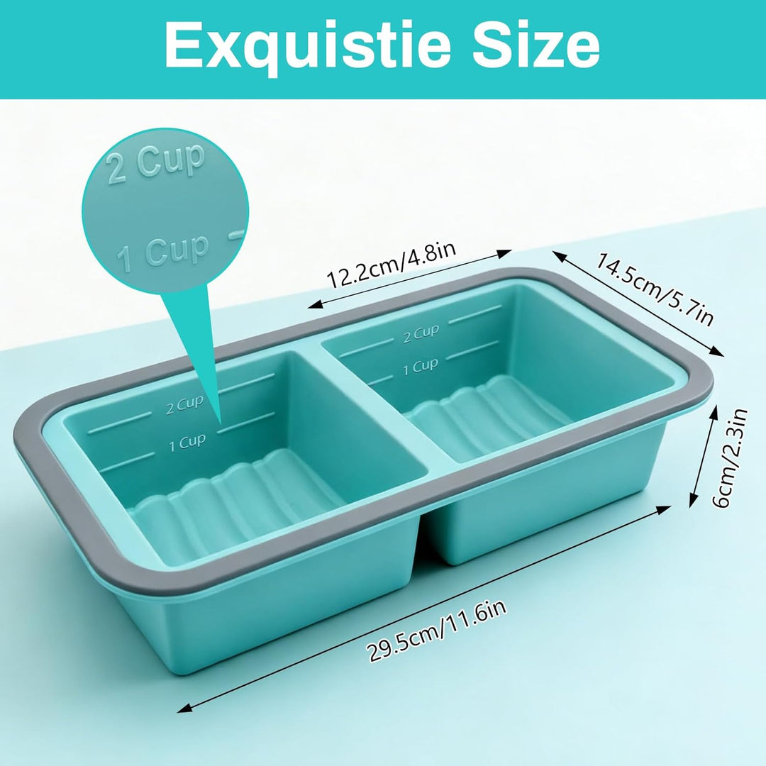 Suppenbehälter mit Deckel, Suppen Einfrieren Behälter, 2 Stück 2 Löcher Silikon-Gefrierformen 500ml