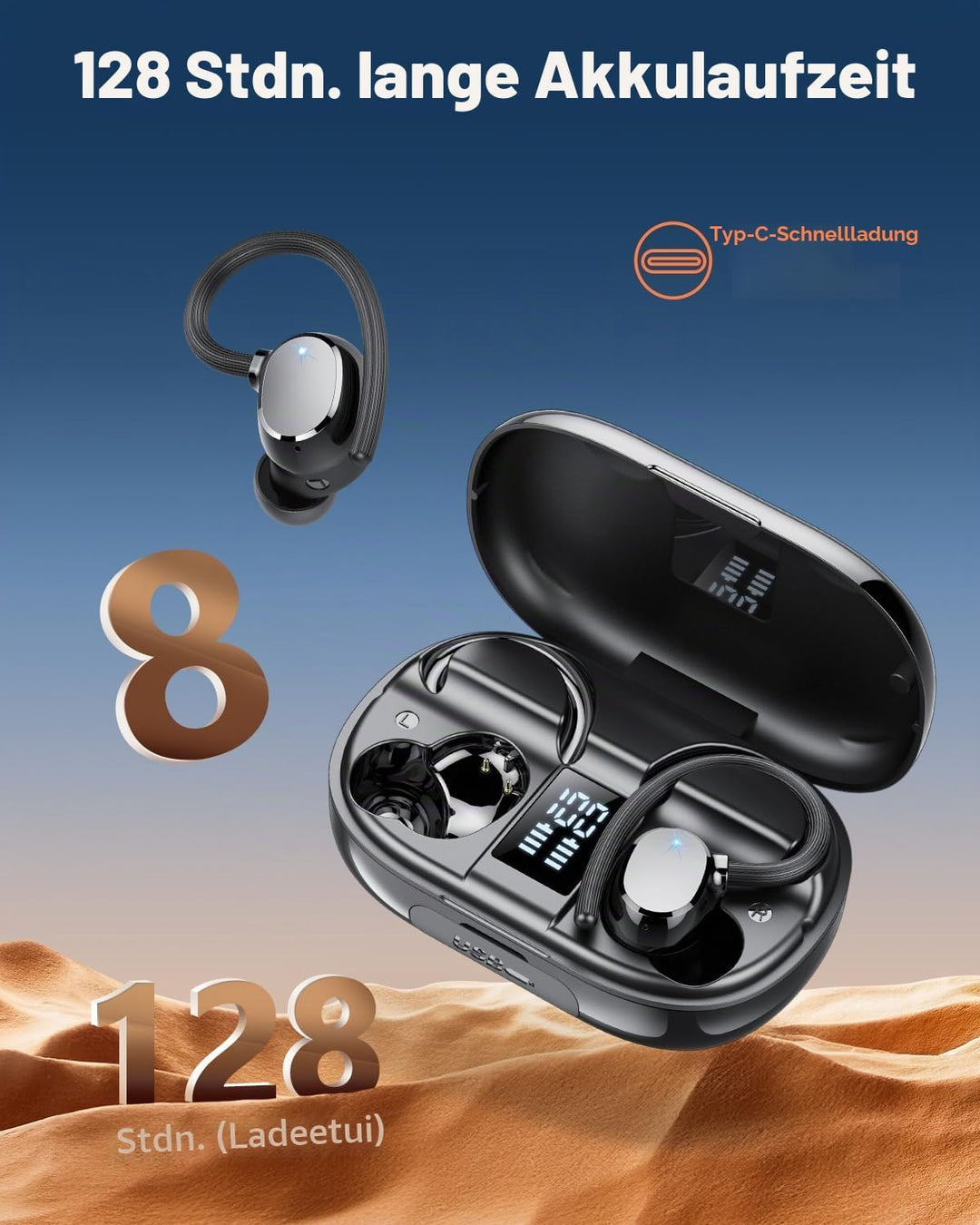 Bluetooth Kopfhörer, Kopfhörer Kabellos Bluetooth 5.4, 128 Std Spielzeit Kabellose Kopfhörer mit 4 E