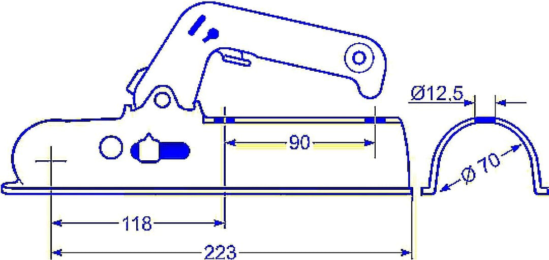 meinAnhängerersatzteil ALBE Berndes Zugkugelkupplung Kugelkupplung Zugrohr rund 70mm EM 80 R GK 0517